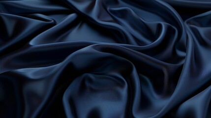 Fototapeta premium Abstract dark background Silk satin fabric Navy blue color Elegant background with space for design Soft wavy folds Christmas birthday anniversary award Template : Generative AI