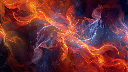 Fototapeta premium Ethereal Flames Dance Across A Cosmic Stage - An Abstract Artwork With Vivid Hues Of Passion And Serenity For Unique Backgrounds