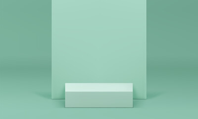 3d pastel green podium pedestal mock up for cosmetic product show realistic vector illustration