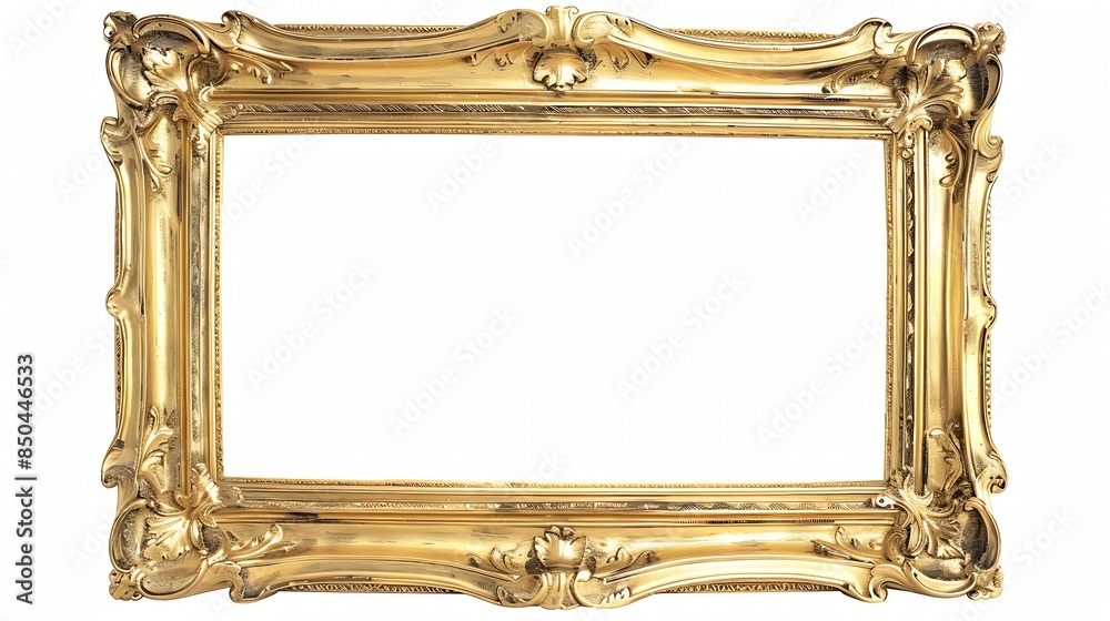 Poster gold picture frame isolated over white background : generative ai
