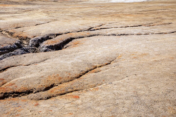 Environmental pollution from clay mining. View from above. Martian landscape