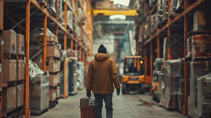 Obraz premium a worker going to work in warehouse