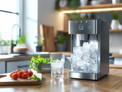 a photo of ice maker machine in modern kitchen