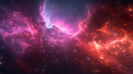Fototapeta premium Space scene, interstellar nebula, glowing colors, starry background, high definition, cosmic wonder, deep space, ultra-detailed and vibrant