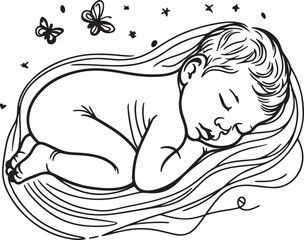 Baby hand drawing Icon Silhouette Vector Art Illustration
