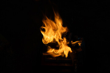 offerings made to holy fire at hindu delubrum or Yagya prayers at day