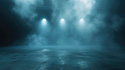 Dark street, asphalt abstract dark background, empty dark scene, neon light, spotlights The concrete floor and studio room with smoke float up the interior texture