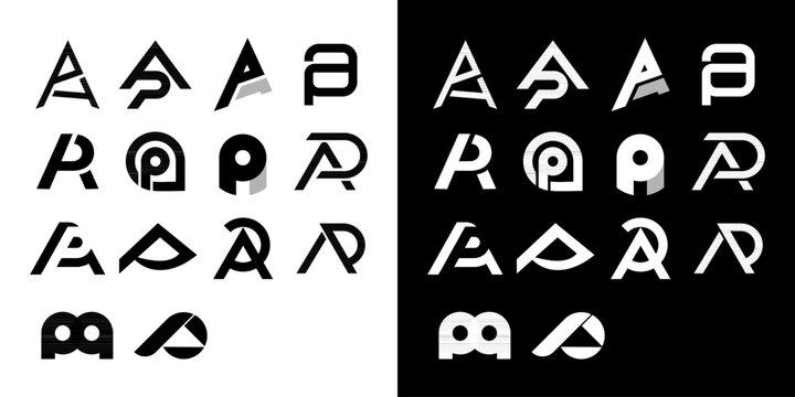 Set of letter PA or AP logo vector icon abstract monogram initial collection
