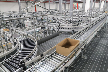packing line in a logistics warehouse - ecommerce