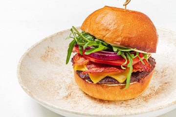 creative burger on the white