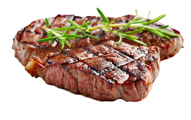 Grilled beef steak on transparent or white background