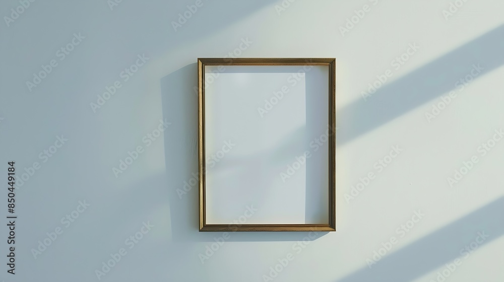 Poster empty picture frame on white wall background with copy space : generative ai