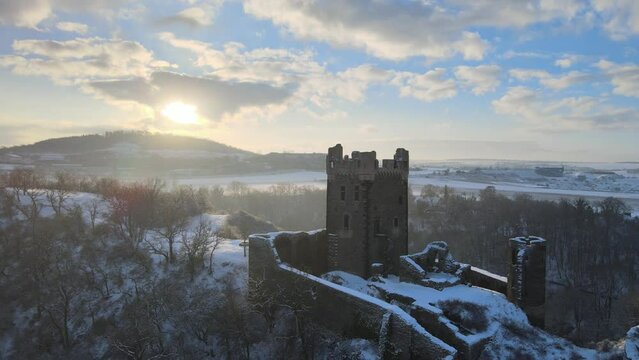 Aerial videos of Burg Wernerseck near Koblenz, Germany	
