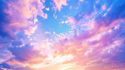 Beautiful colorful dramatic sky with clouds at sunset or sunrise : Generative AI