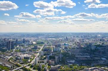 Obraz premium Moscow central districts aerial view from Ostankino TV Tower