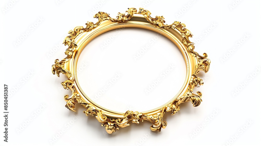 Poster antique golden frame isolated on white background : generative ai