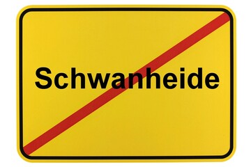 Illustration eines Ortsschildes der Gemeinde Schwanheide in Mecklenburg-Vorpommern