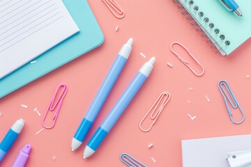 Colorful pastel chalk sticks arranged on a pink background in a vibrant pattern