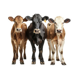 Group of cows on transparent or white background