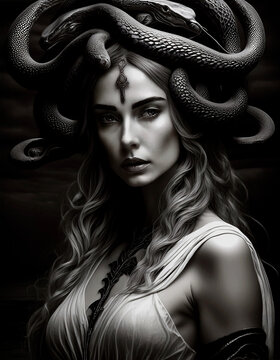 rostro de Medusa diosa en la mitolog&iacute;a griega	