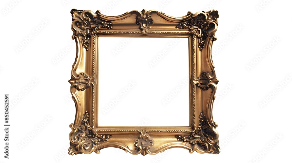 Poster The antique gold frame isolated on the white background clipping path included for design : Generative AI