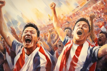 Obraz premium The roaring fans of Paraguay - Generative AI