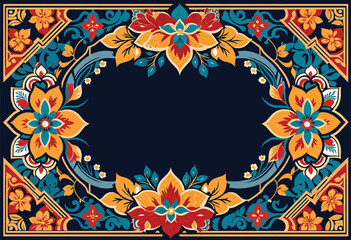 a colorful frame with a blue border and a black frame with a floral pattern