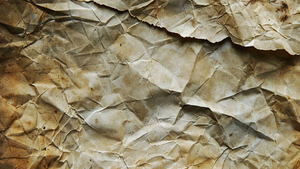 Naklejka premium Unique Crumpled Brown Paper Texture for Creative Backgrounds and Artistic Wallpapers - Distinctive Abstract Design