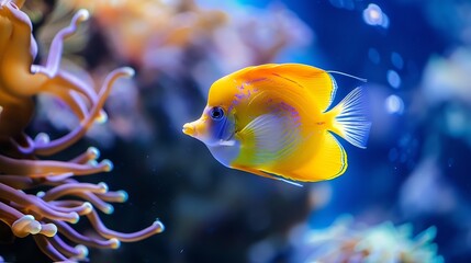 Animals of the underwater sea world Ecosystem Colorful tropical fish Life in the coral reef : Generative AI