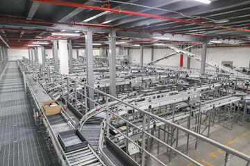 packing line in a logistics warehouse
