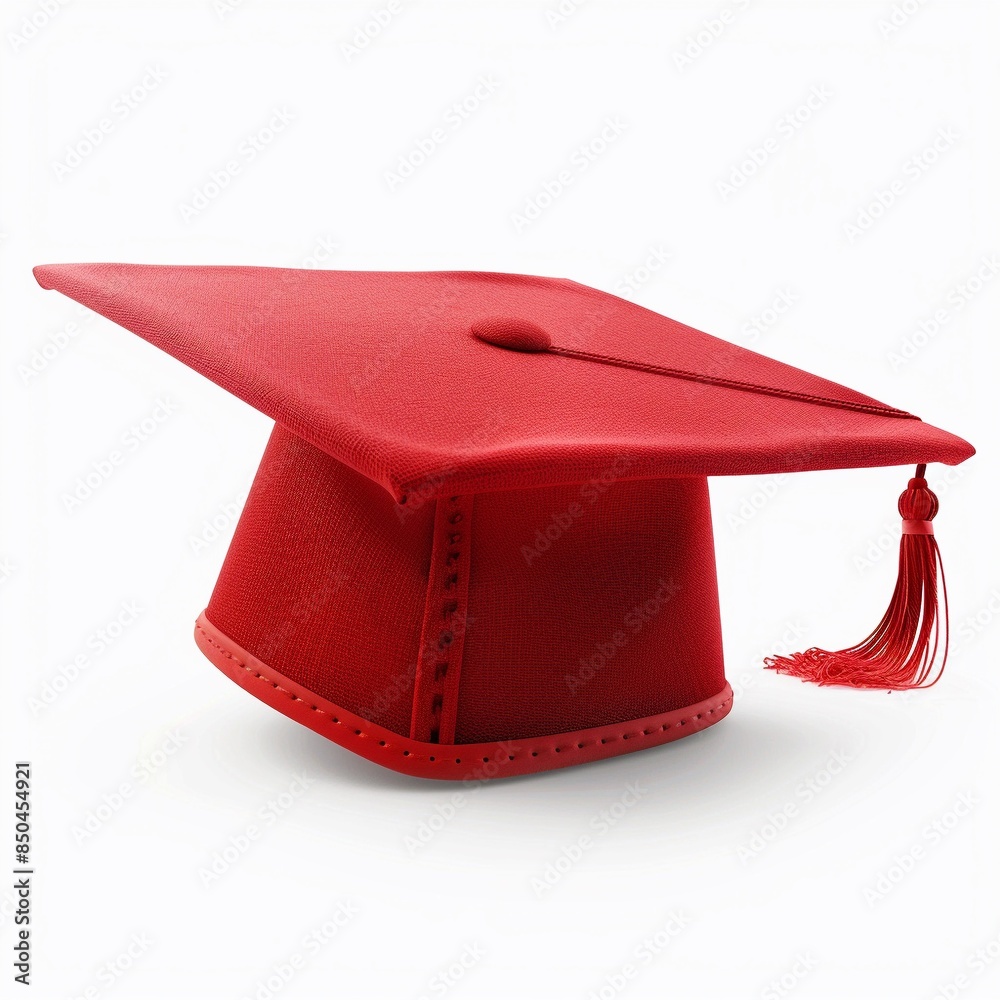 Wall mural A red graduation cap hat isolated on white background. - Wall murals