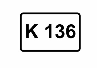 Illustration eines Kreisstraßenschildes der K 136 in Deutschland	