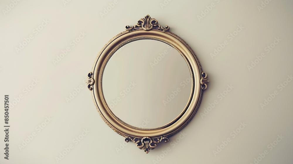 Poster vintage round picture frame isolated on white background : generative ai