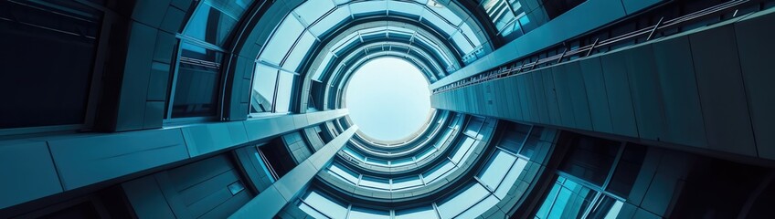 Circular hallway with sky