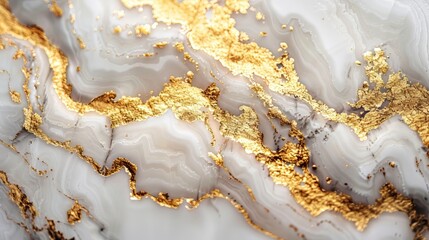 White Marble With Gold Leaf Veins