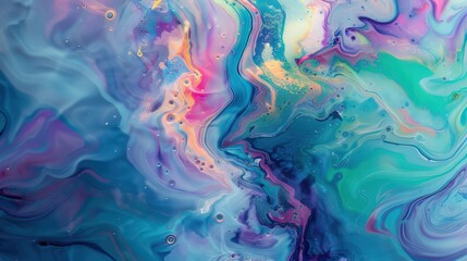 Vibrant Abstract Aerial View of Iridescent Oil Film on Water - Wallpaper