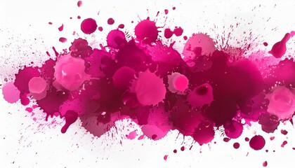 Abstract Viva Magenta Watercolor Splash Background with Grunge Drops"