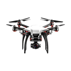 Flying drone with camera isolated on a transparent background