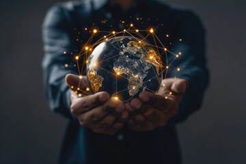 A person grasping a globe, symbolizing global awareness and understanding