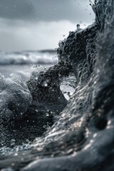 A person riding a wave on top of a surfboard, perfect for beach or outdoor adventure themes