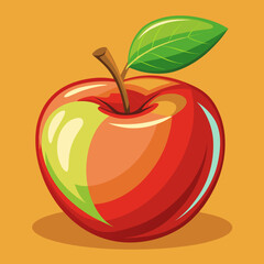 red apple with leaf