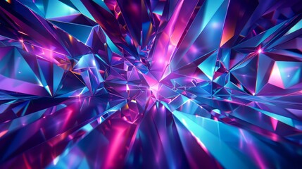 Abstract Crystal Background With Blue and Pink Lighting