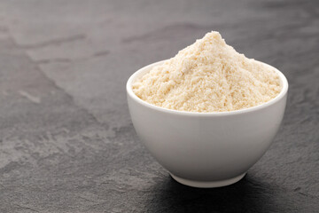 Hydrolyzed collagen powder in the bowl - Organic gelatin powder