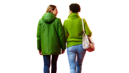 Two friends walking side by side on a city street, representing companionship and shared adventures.