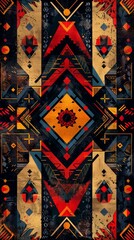 Ethnic tribal pattern, earth tones, abstract shapes, high resolution, cultural heritage, detailed and intricate, warm and organic