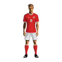 Soccer player in Switzerland team uniform