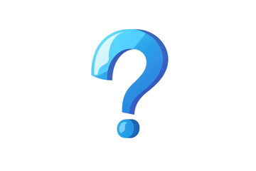 Illustration of a blue question mark with a shiny, glossy finish, isolated on a transparent background. Represents inquiry, curiosity, and questions.