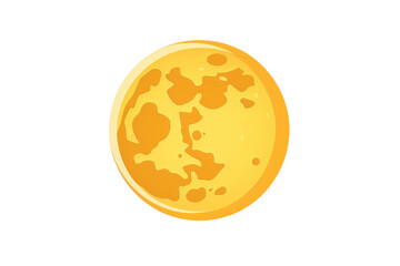 Illustration of a golden yellow full moon with detailed surface craters, isolated on a transparent background. Perfect for celestial themes or night concepts.