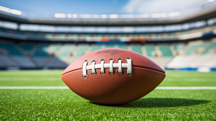Close-up Football on Stadium Field