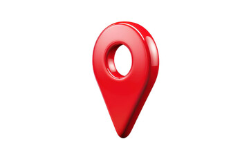 Red map pin icon representing a location marker, isolated on transparent background. Useful for navigation, GPS, and map applications.